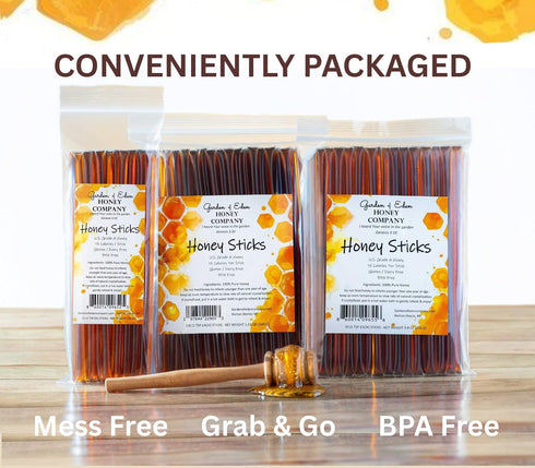 Garden of Eden Honey Company (50 Count) Pack Garden of Eden Pure Honey Sticks Natural Tea & Coffee Sweetener Single