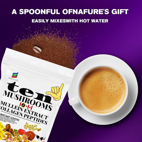 SUNDAFONE 10 0g 30 Mushroom Coffee with Grass-Fed Collagen, Mullein,Lion's Mane, Reishi and Adaptogenic Mushrooms;