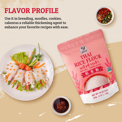 52USA 16 1 (Pack 1), Thai Rice Flour Ounce (Basic), Pound of Rice Flour for Baking or Cooking, Product of THAILAND, All