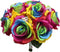 Silk Rainbow Rose Flowers Bouquet Boutuniere (Wedding Bouquet A)
