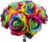 Silk Rainbow Rose Flowers Bouquet Boutuniere (Wedding Bouquet A)