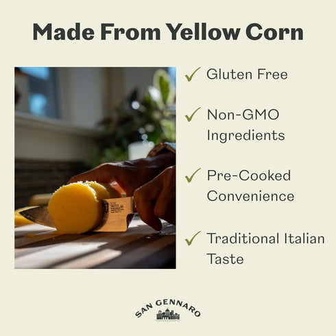 18 Pack 12 Traditional Italian Polenta Tube by San Gennaro | Gluten Free Cornmeal | Made from Yellow Corn Non-GMO