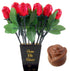 Meet Novelty Dozen Valentine Chocolate Flower Bouquet | One Red Sweetheart Roses | Individually Wrapped in Foils