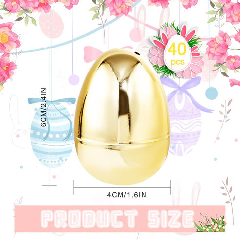 40pcs 3.1"Large Supernal Golden Easter Egg Golden Metallic Easter Eggs Great For Easter Theme Party Favor Easter Eggs