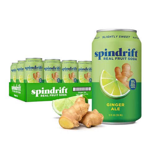 Spindrift Soda Ginger Ale Soda Made with Real Squeezed Fruit 12 Pack
