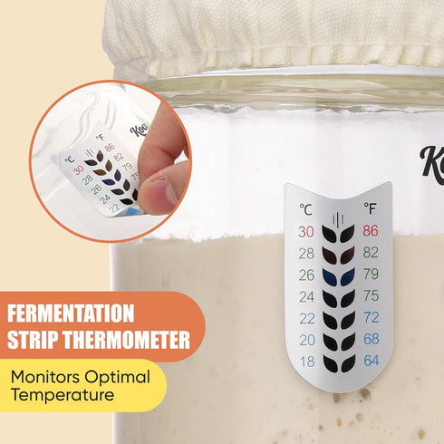 40oz Koackl Sourdough Starter Jar, Sourdough Starter Kit with Magnetic Bread Lame, Thermometer, Long Scraper, Cloth
