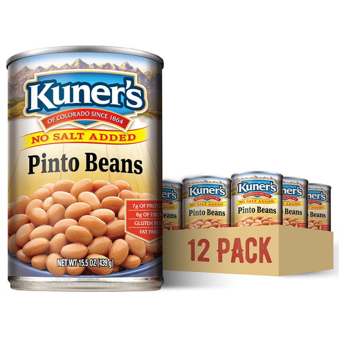 Kuners No Salt Added Canned Pinto Beans, Plant Protein and Fiber, Gluten