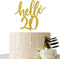 Hello 20 Cake Topper, 20th Birthday/Anniversary Party Decoration Supplies (Gold)