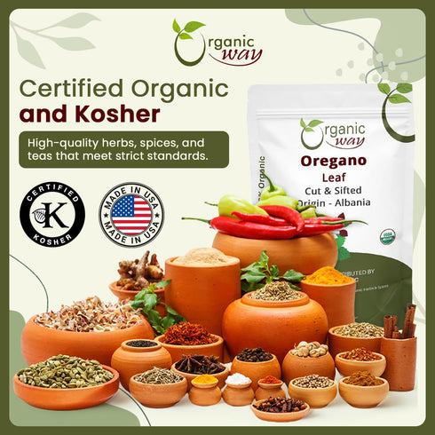 Albania (2 Oz) Organic Way Dried Oregano Leaf Cut & Sifted (Origanum vulgare) - European Wild-Harvest | Organic