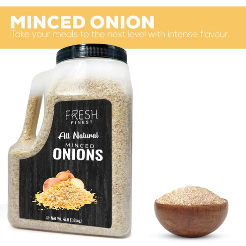 4 lb. 4 LB (1.81kg) Fresh Finest Minced Onions Bulk Dehydrated Onions, Kosher Certified, Non-GM Best for Vegetables