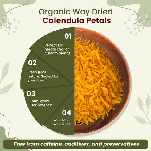 Albania (1LBS 16Oz) Organic Way Dried Calendula Petals | Herbal Tea (Calendula officinalis) - European Wild-Harvest |