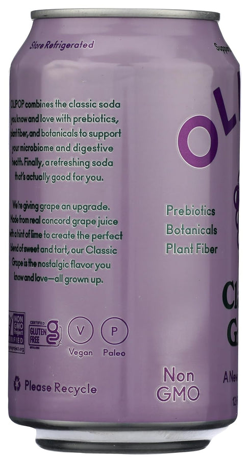 12 Oz Olipop Classic Grape Prebiotic Soda, Fl