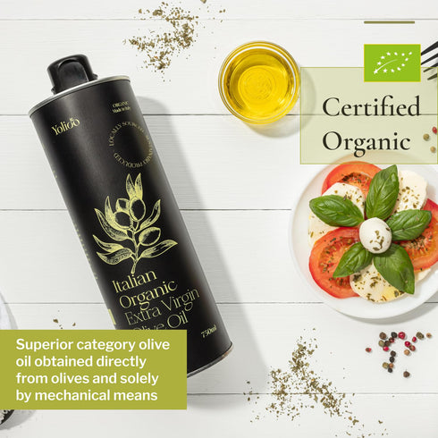 Yolioo 100% (26.4oz) Italian Organic Olive Oil Extra Virgin | Polyphenol Rich Extra Virgin Olive Oil Cold Pressed EVOO