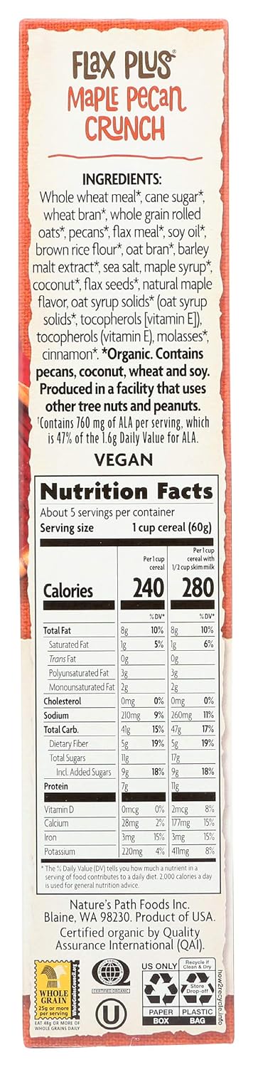 Cereal,11.5 (Pack 6) Nature's Path Organic Maple Pecan Crunch Ounce