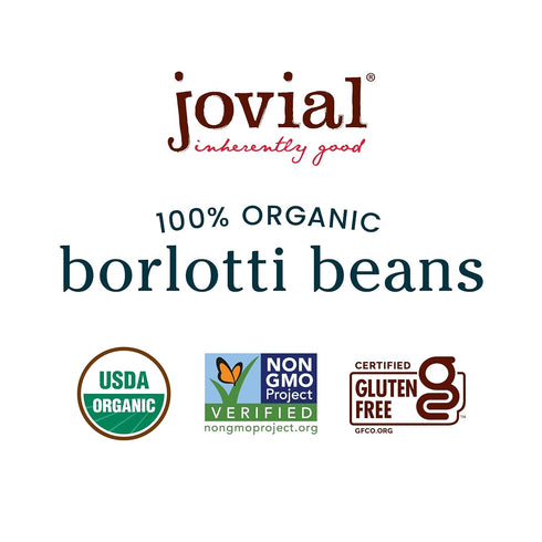 100% 13 Oz Jovial Organic Borlotti Beans - Borlotti, Organic Borlotti, No Saturated Fat, Gluten Free, Recyclable Glass