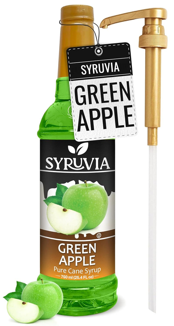 Syruvia Green Apple Syrup, Flavored Syrup for Drinks, Cocktails, Lemonades, Iced Teas,