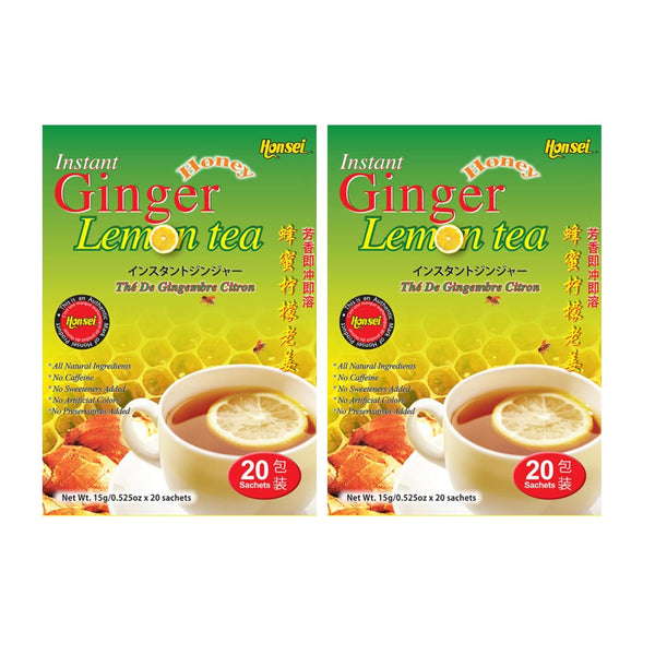 Honsei Instant Ginger Honey and Ginger Lemon Tea Set, 20 Sachets Each Flavor