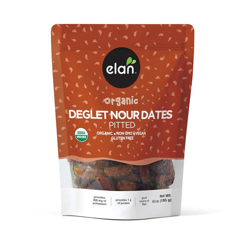 8 pack 6.5 oz Elan Organic Pitted Dates, Naturally Sweet Dried Fruits, No Pits, No Sugar Added, No Sulphites, Non-GMO