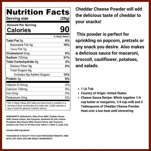 Savory Cheddar Cheese Seasoning Powder