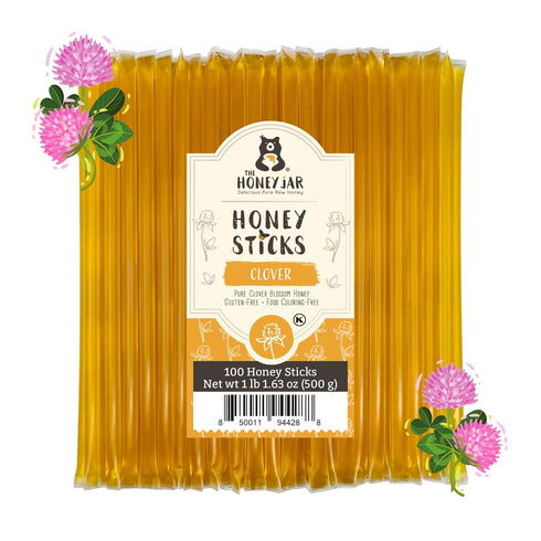 The Honey Jar Plain Honey Sticks - Pure Honey Straws For Tea,