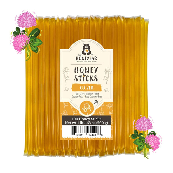 The Honey Jar Plain Honey Sticks - Pure Honey Straws For Tea,