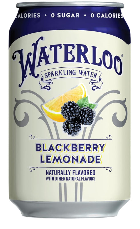 12 Oz (Pack 12) Waterloo Sparkling Water, Blackberry Lemonade Naturally Flavored, Fl Cans of Zero Calories and Zero