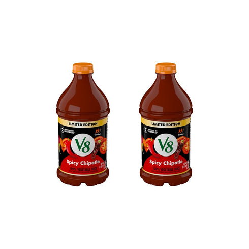 V8 Spicy Chipotle 100% Vegetable Juice, 46 fl oz Bottle (Pack of