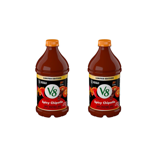 V8 Spicy Chipotle 100% Vegetable Juice, 46 fl oz Bottle (Pack of