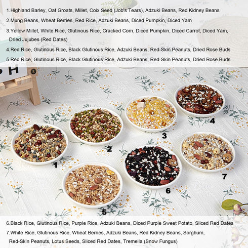 xapuo Pack 7 60g Multigrain Congee Variety Flavors, Each Instant Breakfast Porridge, Mixed Bean Grain Soup, Easy Cook