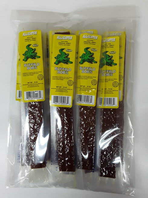 Buffalo Bob's (1oz, 3 pack) Wild Game Meat Snacks - Original Alligator Jerky Strip - High-Protein Exotic Snack