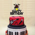 LINGBOOM Drummer Drum kit Happy Birthday Cake Topper Black Glitter Musical Music Notes Cake Decorations Music Player