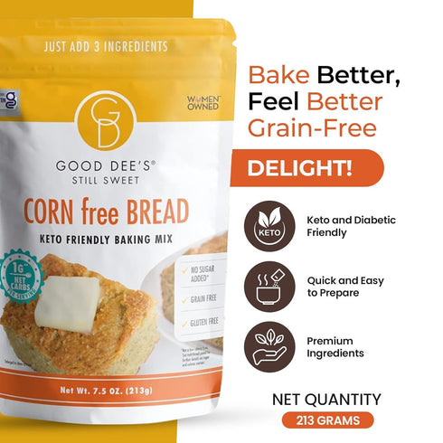Good Dee’s Corn Bread Baking Mix - Grain Free, Sugar Free, Gluten Free, 7.5 Oz
