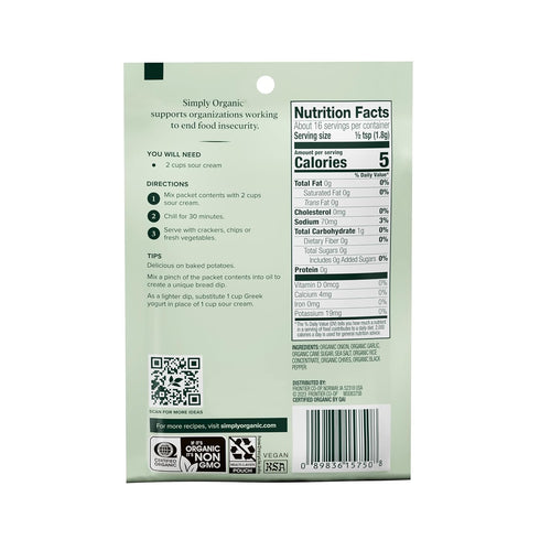 Simply Organic Onion & Chive Dip Mix, Certified Organic, 1 oz