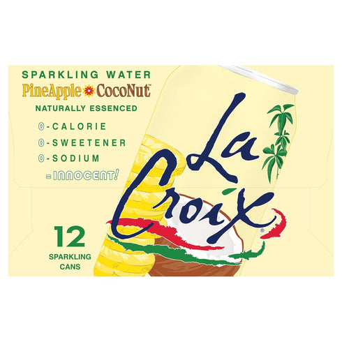 12-Pack 12 Oz LaCroix Sparkling Water | Pineapple Coconut Flavor | | Naturally Essenced, Zero Calorie, Sodium Free | Fl