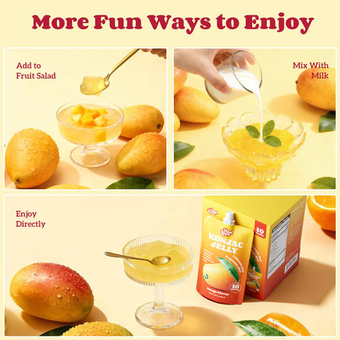 10 Healspot Real Fruit Juice Snacks Konjac Jelly with Collagen Peptides and Vitamin C, No Artificial Sweetener, Low