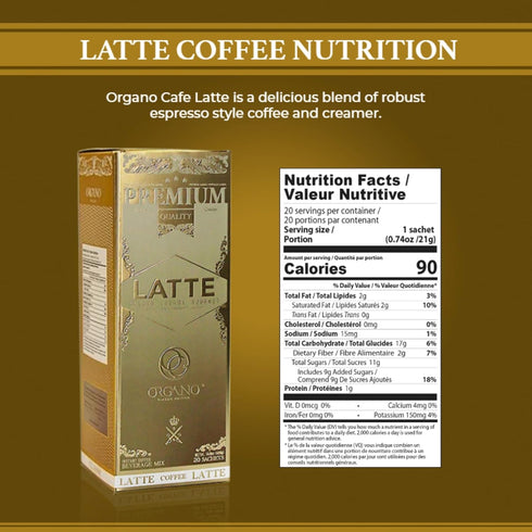 100% (20 ORGANO Gourmet Cafe Latte, Certified Ganoderma Lucidum Sachets)