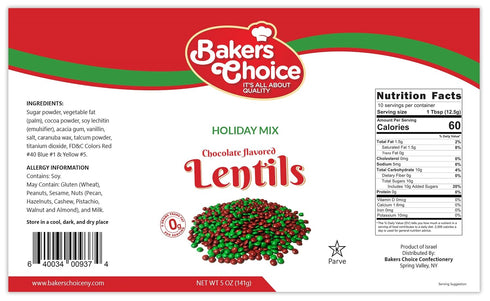 Baker's Choice 5 oz., Christmas Candy - Christmas Chocolate Candy - Red And Green Candy - Holiday Mix Chocolate Lentils