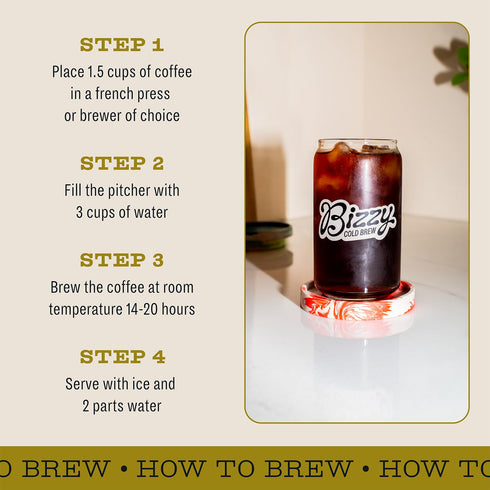 100% 1 LB Bizzy Organic Cold Brew Coffee | Light & Bright Blend | Coarse Ground Coffee | Light Roast | Micro Sifted |