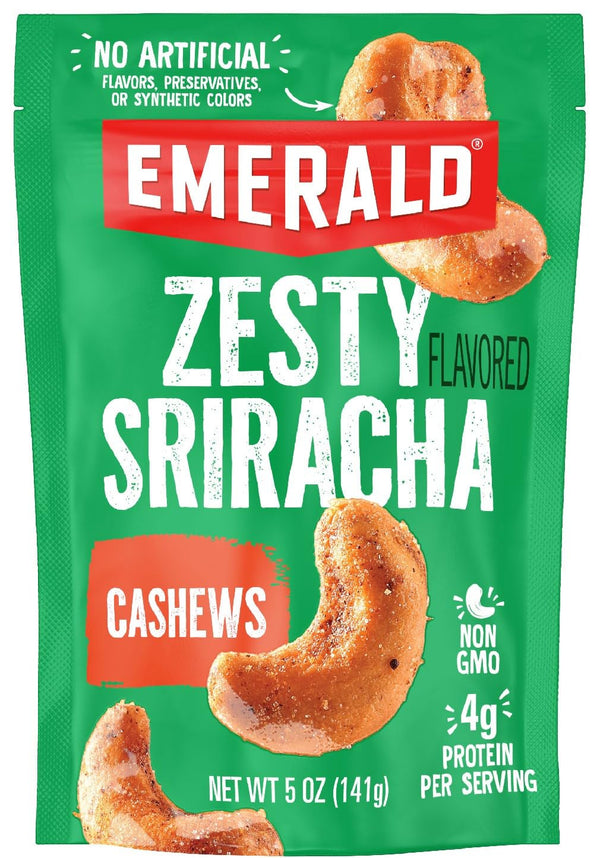 Emerald Nuts Sriracha Seasoned Cashews (1-Pack) | 5 Oz Resealable Bag |