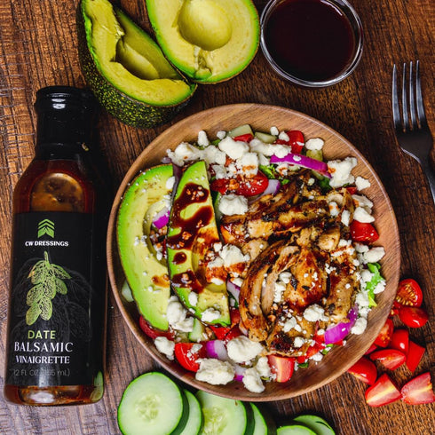 12 Oz CW Dressings - Award-Winning Date Balsamic Vinaigrette Marinade & Salad Dressing Made w/Deglet Nour Date Syrup
