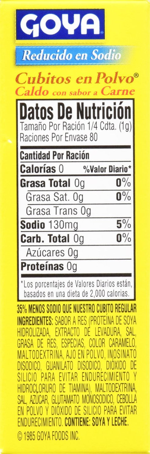 2.82 Goya Foods Beef Bouillon Reduced Sodium, Ounce