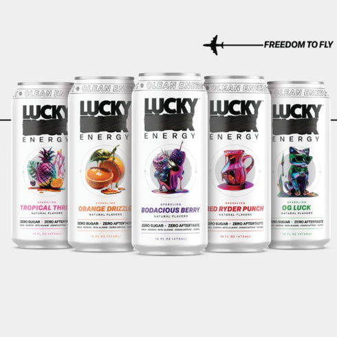 Pack, 16oz (10-Pack) 200mg Lucky Energy Sugar Free Energy Drinks, Variety Cans Healthy, Zero Sugar Energy Drink
