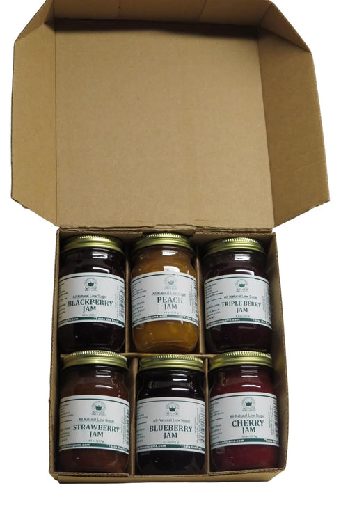 Scherger's Kettle - Shipshewana, IN (6-4.5 oz Low Sugar all Natural Jams Gift Box jars in a gift box)