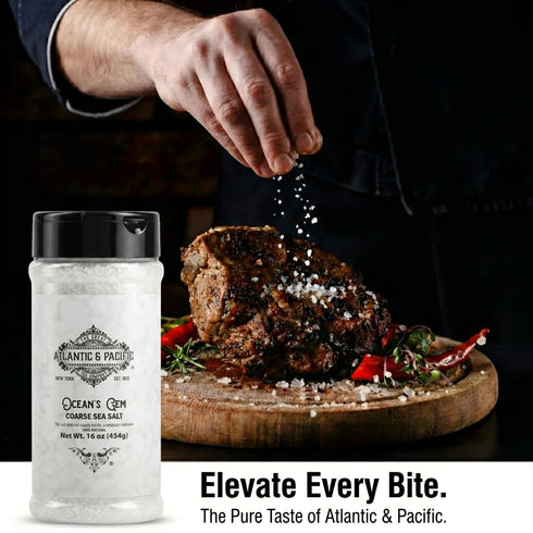 16 oz, A&P Oceans Gem Coarse Sea Salt, Natural Unrefined Salt with Large Crystals for Cooking, Grinders & seasoning