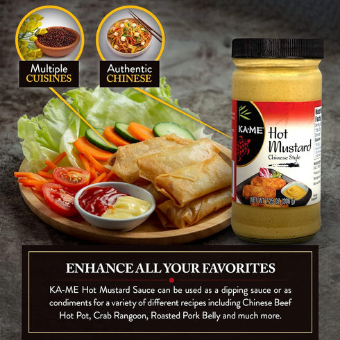 7.25 oz (Pack 2), KA-ME Chinese Style Hot Mustard of Asian Ingredients and Flavors, No Preservatives/MSG, Condiments