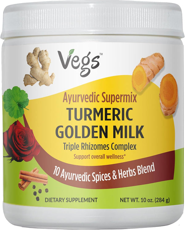 Turmeric Golden Milk Powder (150 Servings) - Ayurvedic Triple Rhizomes Spice Mix,