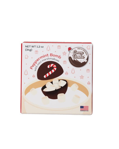 COCOA BOMBS U.S. MADE 1 PACK PEPPERMINT HOT COCOA BALL W/MINI WHITE MARSHMALLOWS
