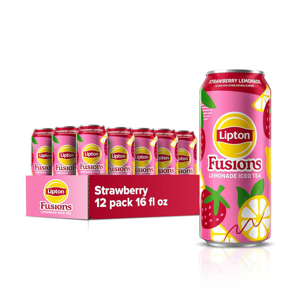 Lipton Fusions, Strawberry Lemonade & Iced Tea, 16 Fl Oz Cans (Pack