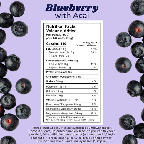 3 200 Pack Rawcology Organic, Keto, Grain Free Raw Crunch Granola - Blueberry with Acai, x Gram