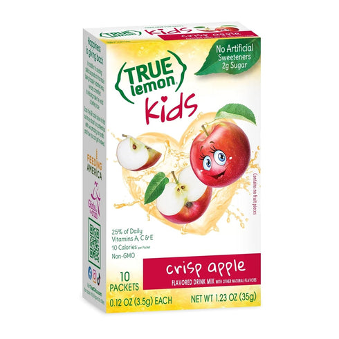 TRUE LEMON KIDS Crisp Apple (10 Packets) - Low Sugar Hydration, No Preservatives, No Artificial Flavors, No Sweeteners
